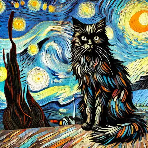Peinture de chat dans le style de Von Gogh